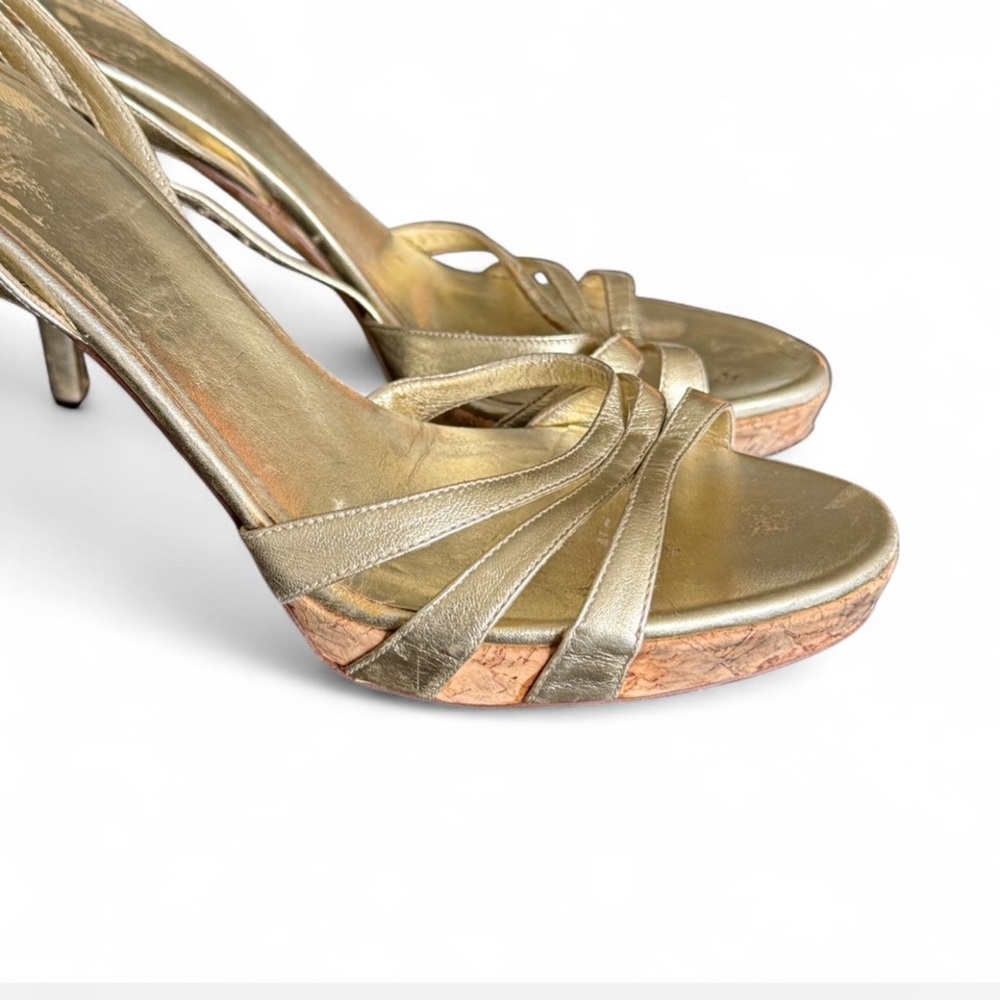 Vintage Gucci Gold Strappy Heels - Picture 7 of 8